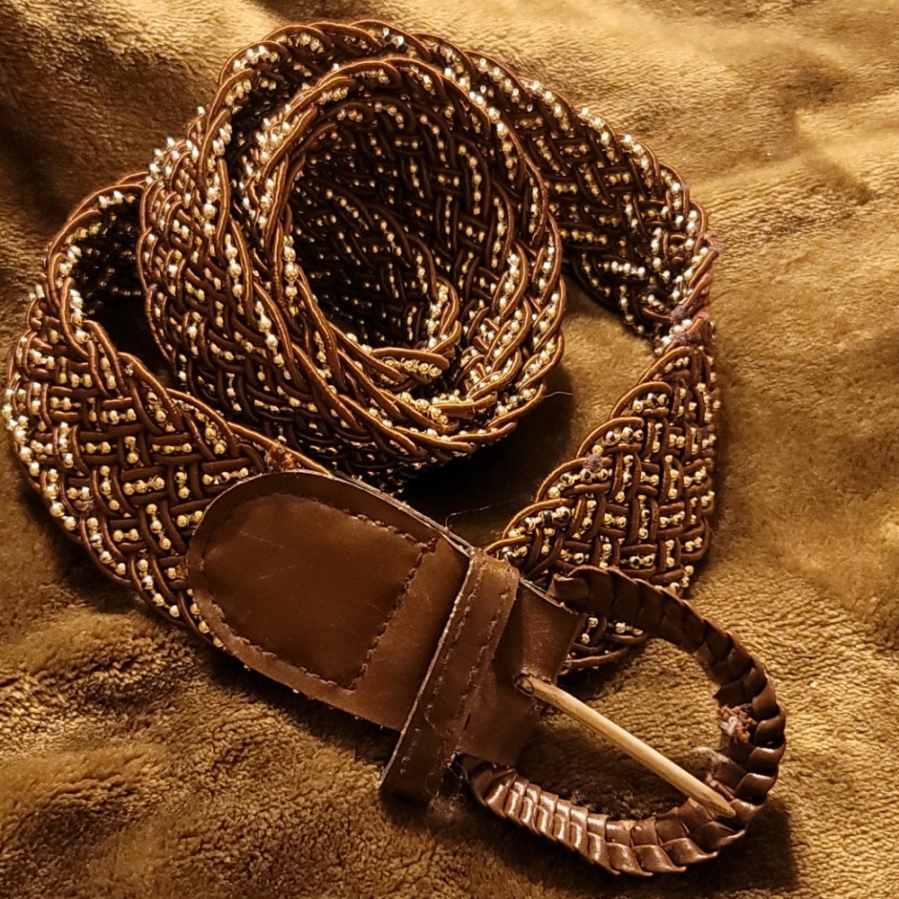 Ladies braided, beaded belt, 45'